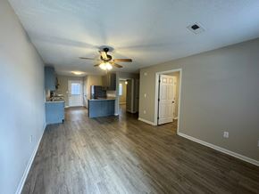 Rocky Mount apartment for rent - A spacious room with a ceiling fan and lighting fixture.