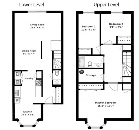 Floor plan for 3 beds, 1.5 baths, 1375 sqft