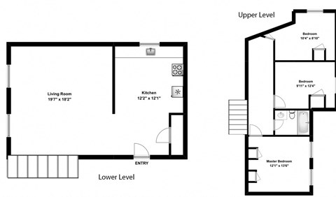Floor plan for 3 beds, 1 bath, 1250 sqft