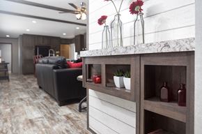 San Leon apartment for rent - a kitchen with a counter and a living room