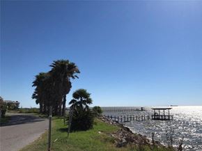 San Leon apartment for rent - a road next to the water with palm trees and a pier