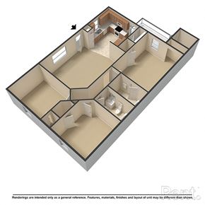 Clayton apartment for rent - A 3D rendered image of a house layout.