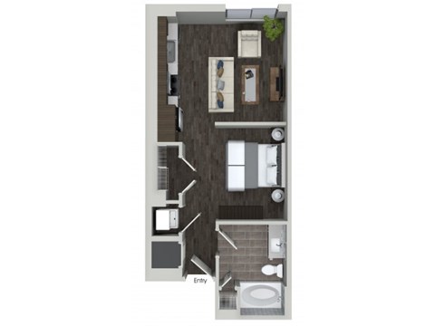 Floor plan for studio, 1 bath, 536 sqft