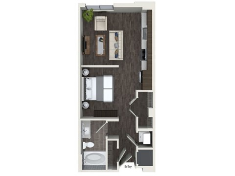 Floor plan for studio, 1 bath, 561 sqft