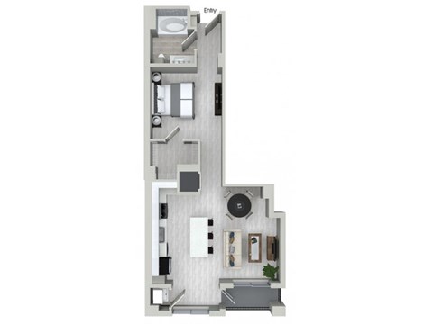 Floor plan for studio, 1 bath, 764 sqft