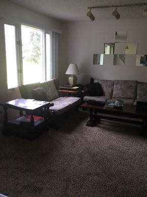Kenai house for rent - A living room with a couch, chair, and coffee table.