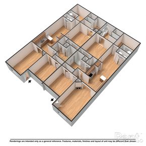 Youngsville apartment for rent - A 3D rendered image of a building layout.