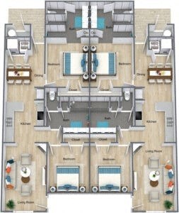 Floor plan for 2 beds, 2 baths, 1092 sqft