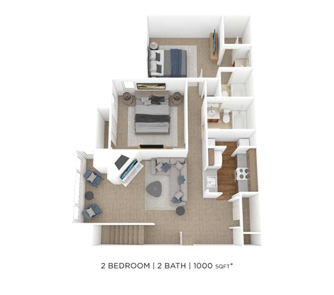 Floor plan for 2 beds, 2 baths, 1100 sqft