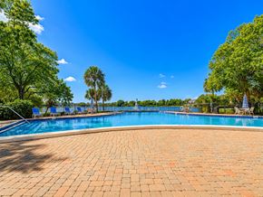St. Petersburg townhouse for rent - A large outdoor swimming pool surrounded by trees.