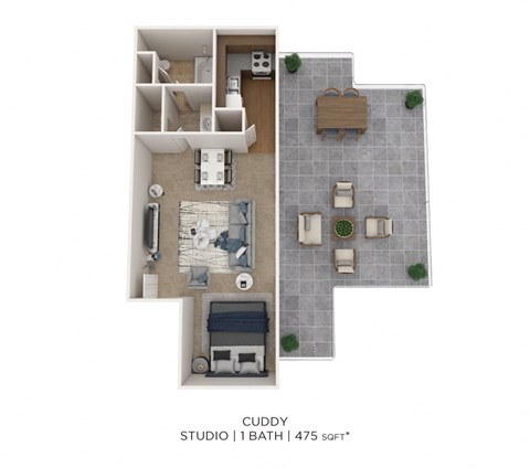 Floor plan for studio, 1 bath, 450 sqft