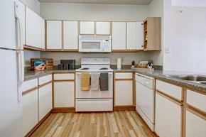 Slidell apartment for rent - the preserve at ballantyne commons apartment kitchen with white cabinets and appliances