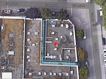 Vancouver apartment for rent - A satellite image shows a street view with a red marker indicating a location at 288 Core Ave, Vancouver, BC V6A 0T7.