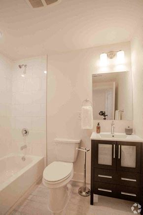 Philadephia apartment for rent - a bathroom with a toilet and a sink and a shower