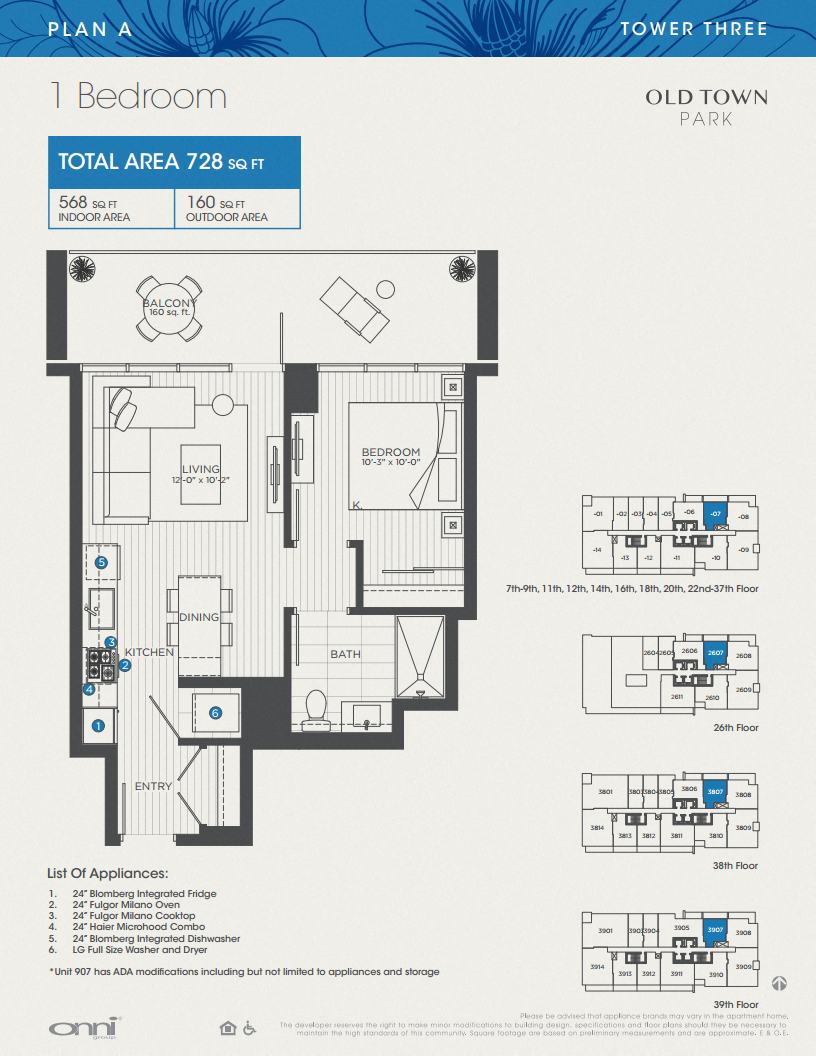 Floor plan for 1 bed, 1 bath, 568 sqft