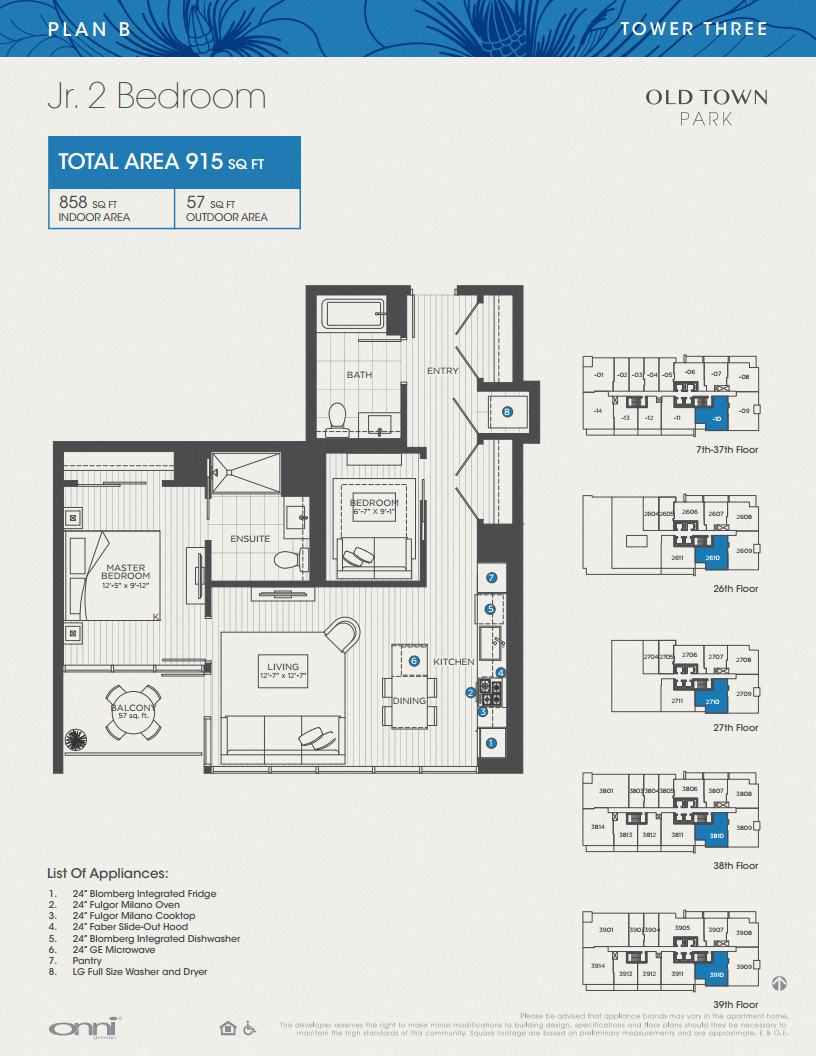 Floor plan for 1 bed, 2 baths, 858 sqft
