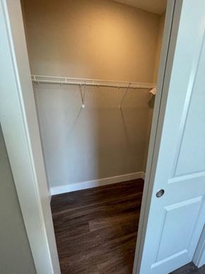 Jeffersonville apartment for rent - a walk in closet with a wood floor and a white door