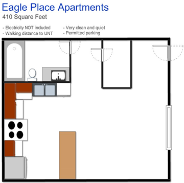Denton apartment for rent - a floor plan of a room with a bedroom and a bathroom