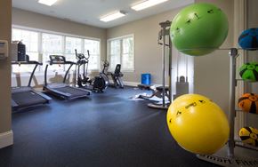 Andover apartment for rent - A gym with a yellow ball in the foreground.