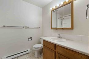 Kent apartment for rent - a bathroom with a sink and a toilet and a mirror