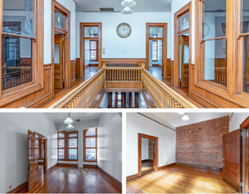 San Diego apartment for rent - A collage of three images showing interior spaces with wooden floors and furnishings.
