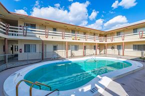 Hollywood apartment for rent - a swimming pool in the middle of a hotel pool