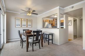 Downers Grove apartment for rent - A dining room with a table set for four.