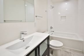 Philadelphia apartment for rent - a bathroom with a sink toilet and a shower