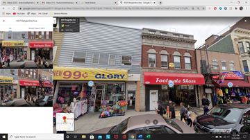 Union City apartment for rent - A street view of a shopping area with various stores including a shoe store.