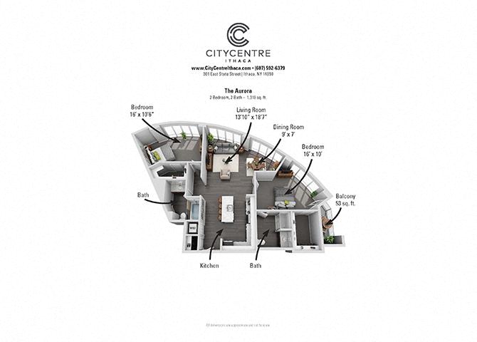 Floor plan for 2 beds, 2 baths, 1319 sqft