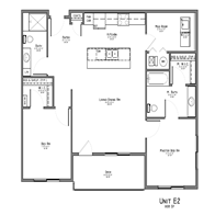 Floor plan for 2 beds, 2 baths, 1108 sqft