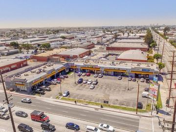 Hawthorne apartment for rent - an aerial view of a gas station and parking lot