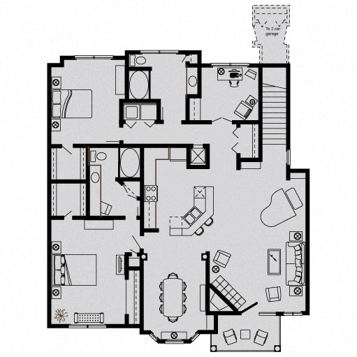 Floor plan for 2 beds, 2 baths, 1678 sqft