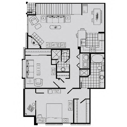 Floor plan for 2 beds, 2 baths, 1201 sqft