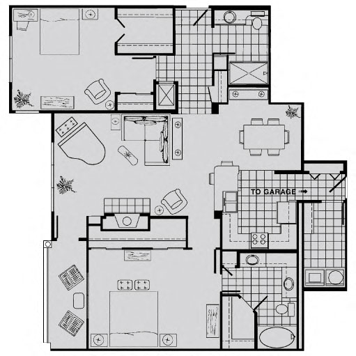 Floor plan for 2 beds, 2 baths, 1469 sqft