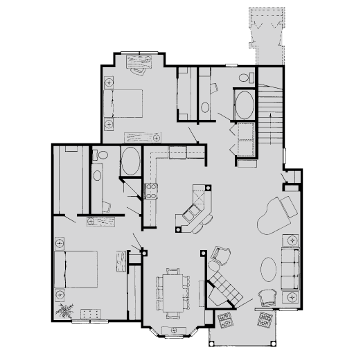 Floor plan for 2 beds, 2 baths, 1485 sqft