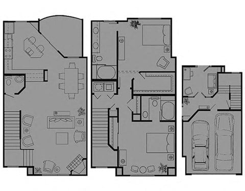 Floor plan for 2 beds, 2.5 baths, 1724 sqft