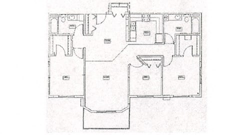 Floor plan for 2 beds, 2 baths, 909 sqft