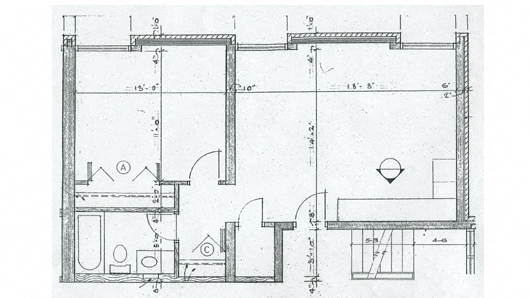 Floor plan for 1 bed, 1 bath, 502 sqft