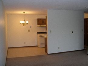 St Cloud apartment for rent - an empty living room with a stove and a kitchen
