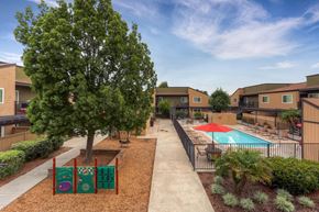 Escondido apartment for rent - The Community Courtyard, Pool, and Playground at Midway Gardens Apartments