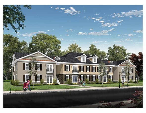 Blackwood apartment for rent - a rendering of a three story house with a child pushing a stroller