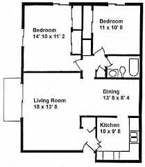 Kentwood apartment for rent - floor plan of a small house with a living room and a kitchen