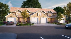 Hardyston apartment for rent - a rendering of a house with two garage doors on a driveway