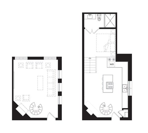 Floor plan for 1 bed, 1 bath, 853 sqft