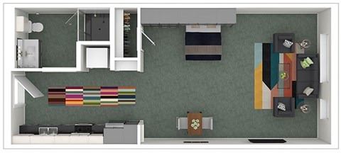 Floor plan for studio, 1 bath, 407 sqft