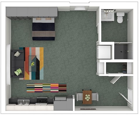 Floor plan for studio, 1 bath, 427 sqft