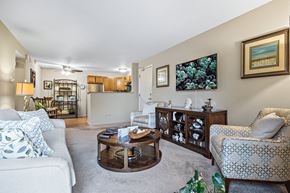 Worth apartment for rent - A living room with a couch, chair, and coffee table.