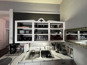 Fort Wayne apartment for rent - a kitchen with a sink and some open cabinets