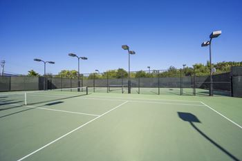 Regulation size tennis courts with lights
